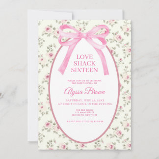 Pink Bow Sweet 16 Coquette Birthday Invitation