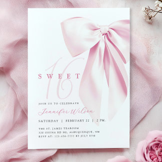Pink Bow Sweet 16 Geburtstag Einladung
