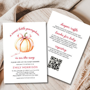 Pink Bow Sweet Little Pumpkin Girl Babydusche Einladung