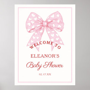 Pink Bow Sweetheart Baby Dusche Empfang Poster