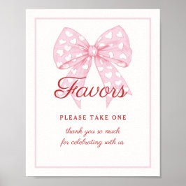 Pink Bow Sweetheart Baby Shower Favorit Schild