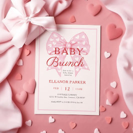 Pink Bow Sweetheart Babydusche Brunch Einladung
