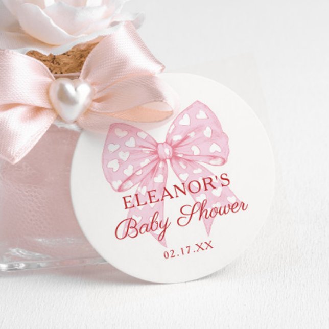 Pink Bow Sweetheart Girl Baby Dusche Geschenkanhänger (Von Creator hochgeladen)