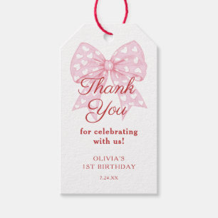 Pink Bow Sweetheart Girl Birthday Party Geschenkanhänger