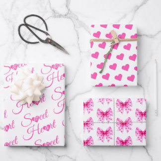 Pink Bow Sweetheart girl Valentine's Baby shower  Geschenkpapier Set