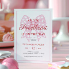 Pink Bow Sweetheart ist auf dem Weg Babydusche Einladung