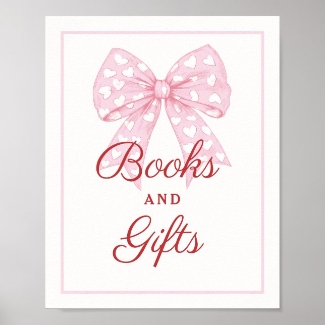Pink Bow Sweetheart Kinderdusche Bücher und Gesche Poster (Vorne)