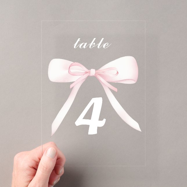 pink bow Table Numbers Acryleinladungen (Insitu (Handheld))