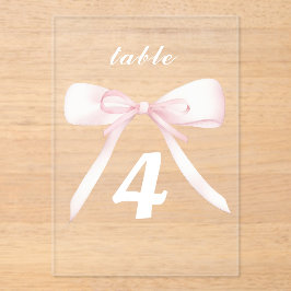pink bow Table Numbers Acryleinladungen
