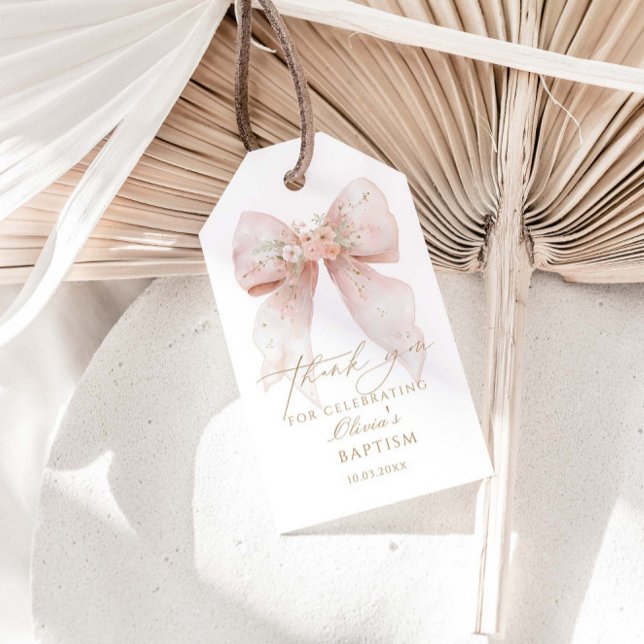 Pink Bow Taufe Vielen Dank Geschenkanhänger (Von Creator hochgeladen)