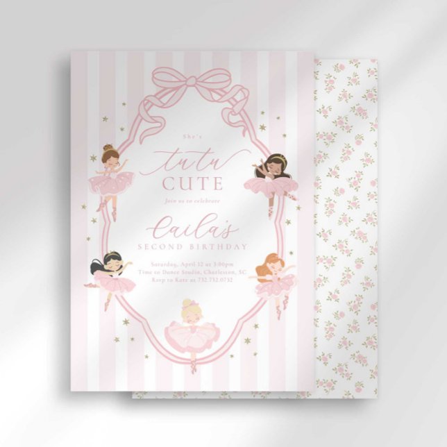 Pink Bow Tutu Cute Ballerina Birthday Invitation Einladung (Von Creator hochgeladen)