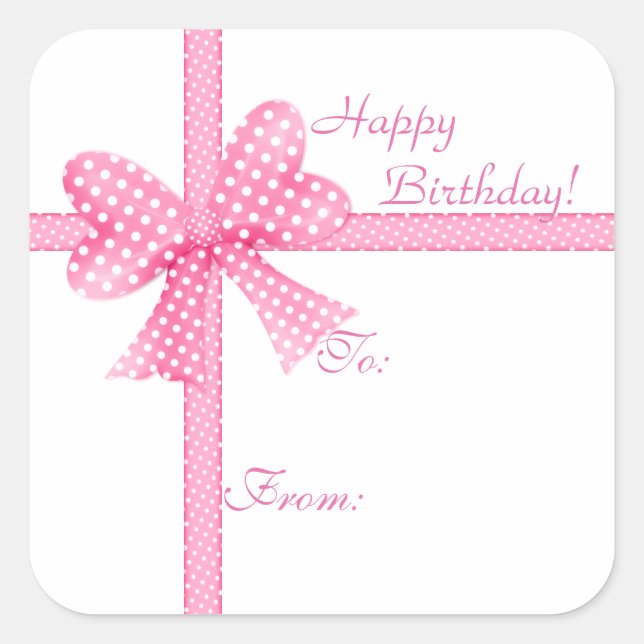 Pink Bow und Ribbon-Geschenksticker Quadratischer Aufkleber (Vorderseite)