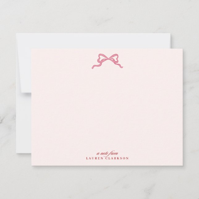 Pink Bow Valentine’s Day Note Card Einladung (Vorderseite)