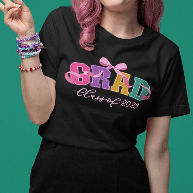 Pink Bow Varsity Letter Grad Class of Year Tri-Blend Shirt (Von Creator hochgeladen)