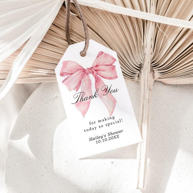Pink Bow verbindet den Knoten Dankeschön für die T Geschenkanhänger (Von Creator hochgeladen)