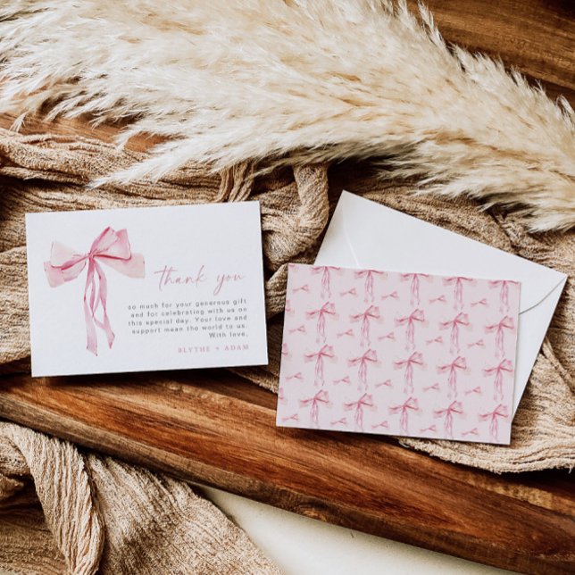 Pink Bow Vielen Dank Card Blush Coquette Girl Ribb Dankeskarte (Von Creator hochgeladen)