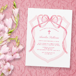Pink Bow Wappen Taufe Einladung