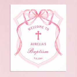 Pink Bow Wappen Taufe Willkommen Poster