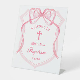 Pink Bow Wappen Taufe Willkommen Sockelschild