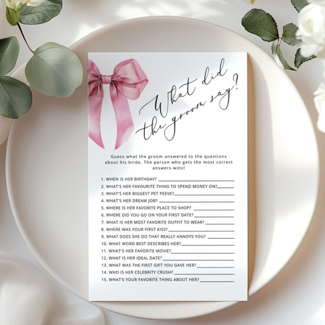 Pink Bow Was hat der Bräutigam gesagt Brautparty-S (Von Creator hochgeladen)