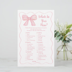 Pink Bow, was in deinem Purse Baby Shower Game ist