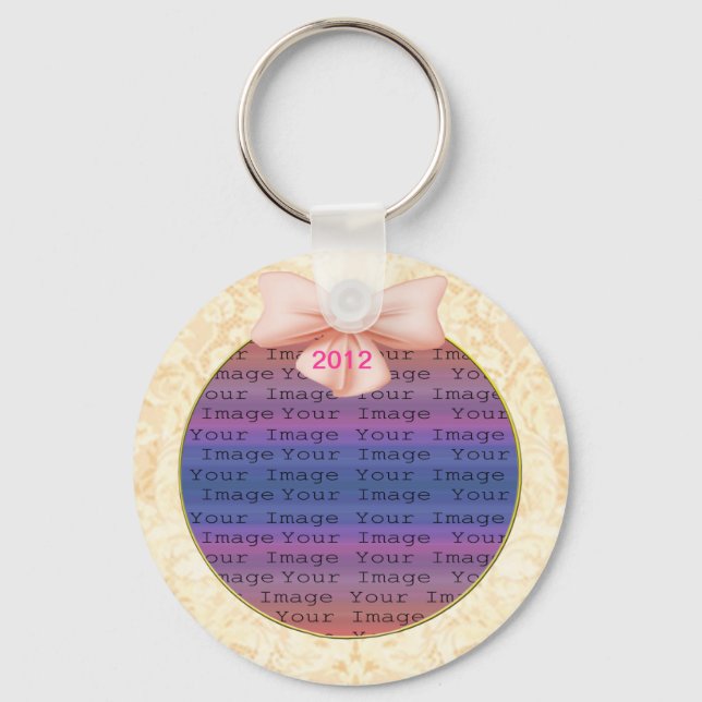 Pink Bow Wedding Key Chain Schlüsselanhänger (Vorderseite)