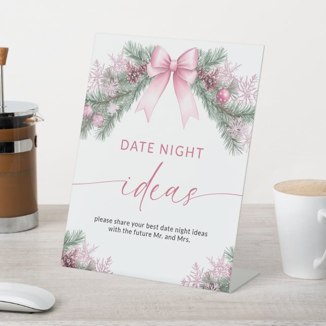 Pink Bow Weihnachts-Date Night Ideen Schild (In SItu)