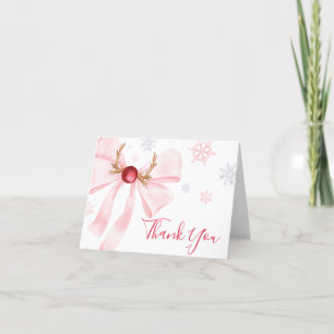 Pink Bow Weihnachtsschneeflocken Kinderdusche Dankeskarte