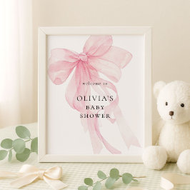 Pink Bow Welcome to Baby Shower Poster