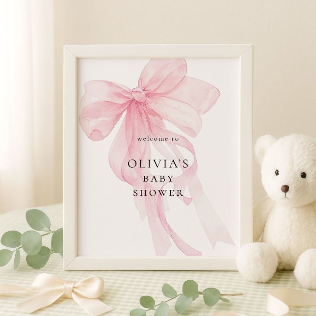 Pink Bow Welcome to Baby Shower Poster (Von Creator hochgeladen)