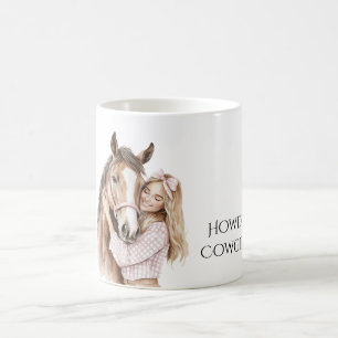 Pink Bow Western Farm Cowgirl Horse Kaffeetasse