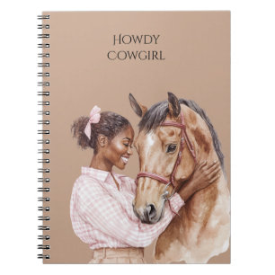 Pink Bow Western Farm Cowgirl Horse Notizblock