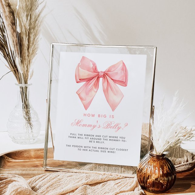 Pink Bow Wie groß ist Mama's Baby Shower Game Poster (Von Creator hochgeladen)