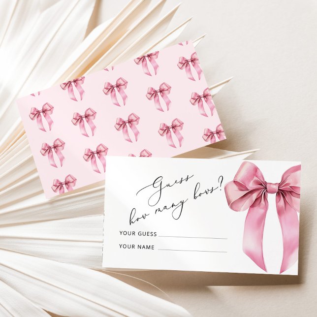 Pink Bow Wie viele Bows Baby Showspiel Begleitkarte (Von Creator hochgeladen)