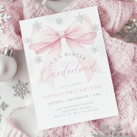 Pink Bow Winter Erster Geburtstag