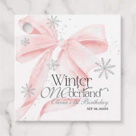 Pink Bow Winter Onederland 1st Birthday Geschenkanhänger