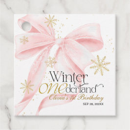 Pink Bow Winter Onederland 1st Birthday Geschenkanhänger
