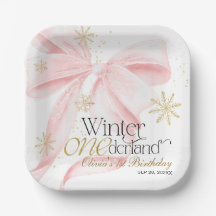 Pink Bow Winter Onederland 1st Birthday