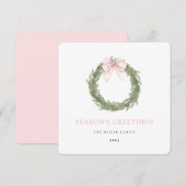 Pink Bow Wreath Christmas Feiertagskarte