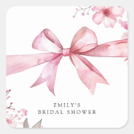 Pink Bow zähmt das Brautparty des Knotens Quadratischer Aufkleber