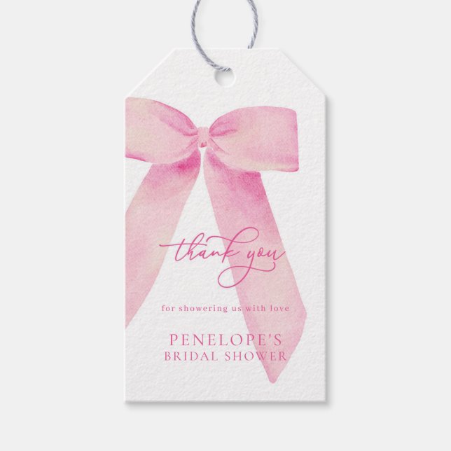 Pink Bow zähmt das Knot-Brautparty-Gefälligkeitste Geschenkanhänger (Vorderseite)