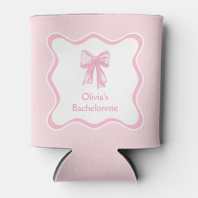 Pink Bow zähmt den Knoten-Junggeselinnen-Abschied Dosenkühler (Vorderseite)