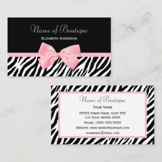 Pink-Bow-Zebra-Boutique Visitenkarte