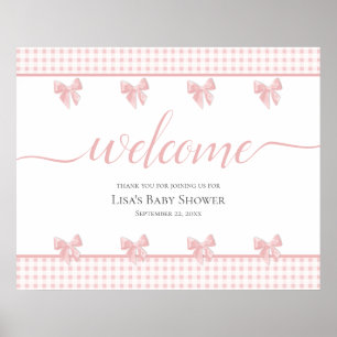 Pink Bows Baby Dusche Begrüßungszeichen Poster