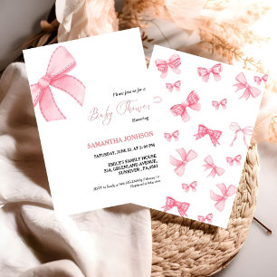 Pink Bows Baby Girl Babydusche Einladung