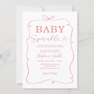 Pink Bows Baby Girl Sprinkl Invitation
