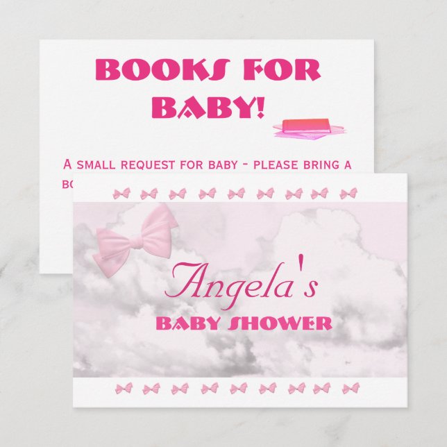 Pink Bows Baby Shower Begleitkarte (Vorne/Hinten)