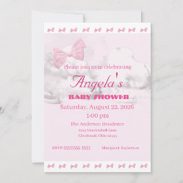 Pink Bows Baby Shower Invitation Einladung