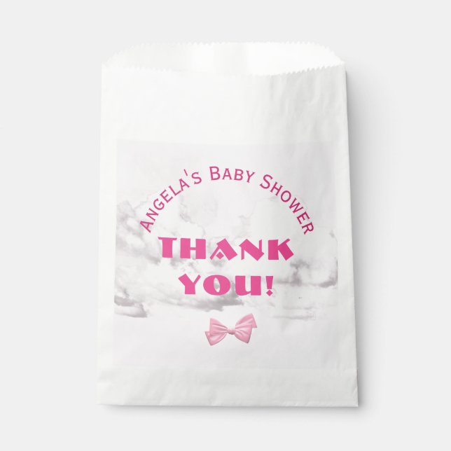 Pink Bows Baby Shower Personalized  Geschenktütchen (Vorderseite)