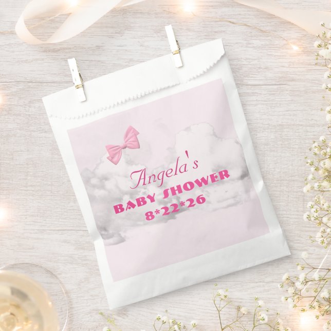 Pink Bows Baby Shower Personalized  Geschenktütchen (Ausgeschnitten)